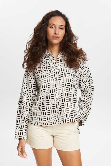 Printed Linen Button-Up Shirt