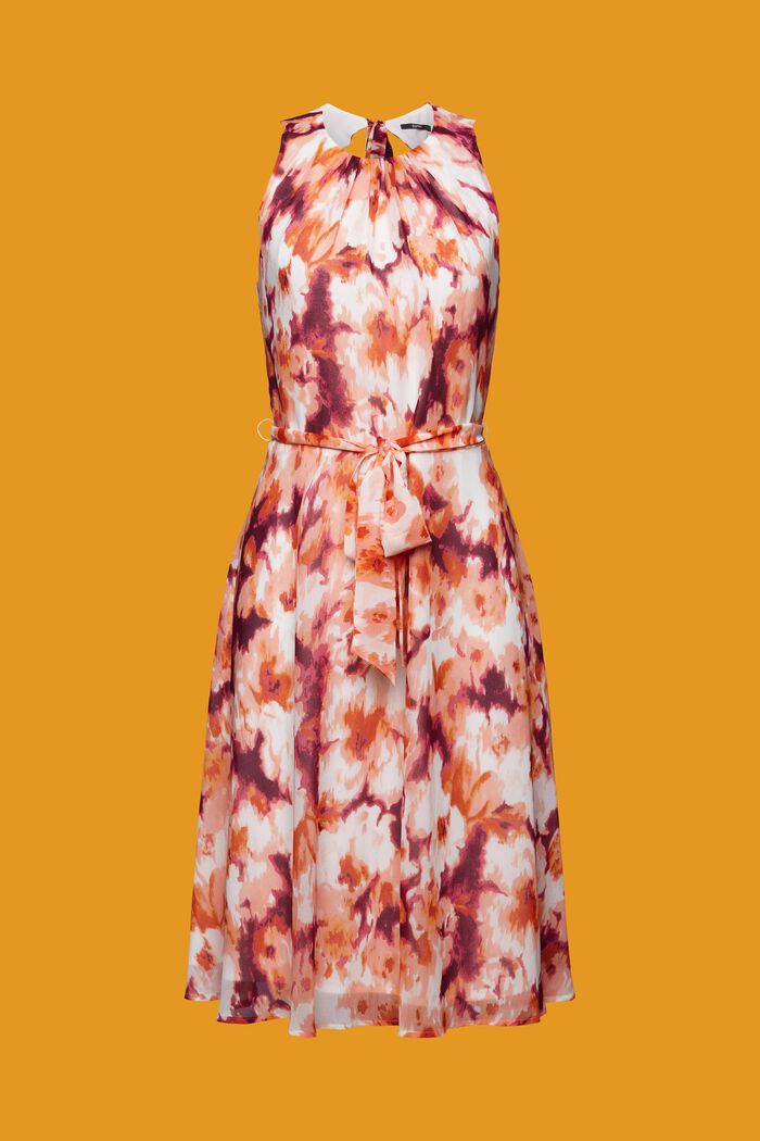 Patterned chiffon dress with a tie belt, LIGHT PINK, detail image number 7