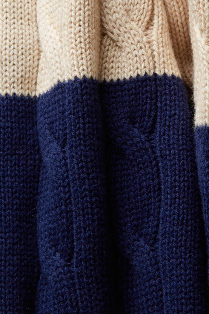 Striped Cable Knit Sweater, SAND, detail image number 4