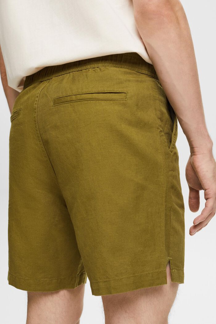 Cotton-Linen Bermuda Shorts, OLIVE, detail image number 4