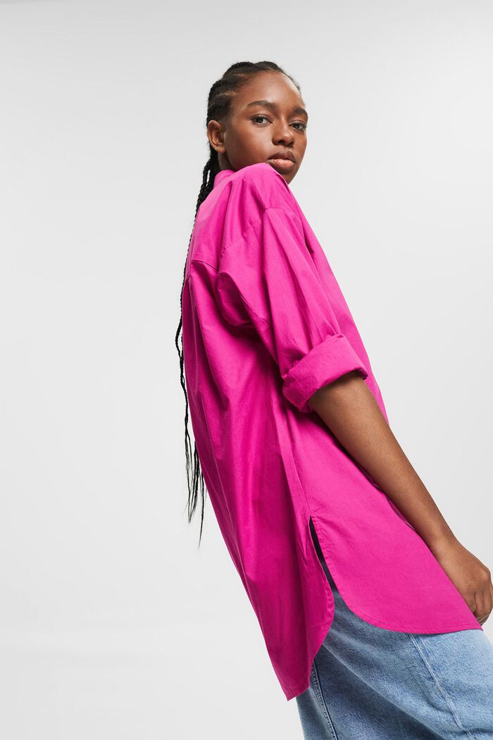 Oversized blouse made of organic cotton, PINK FUCHSIA, detail image number 5