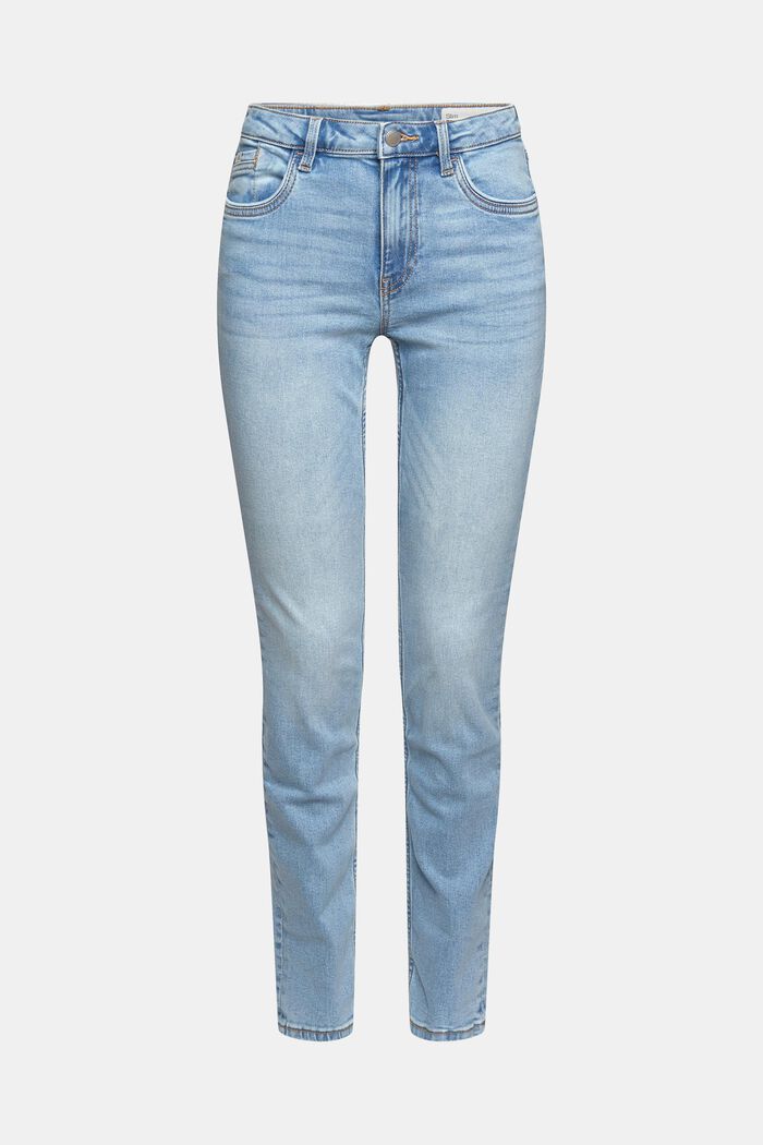 Cotton jeans with added stretch for comfort, BLUE LIGHT WASHED, overview