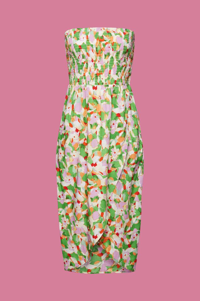Smocked tube midi-dress, LENZING™ ECOVERO™, GREEN, detail image number 5