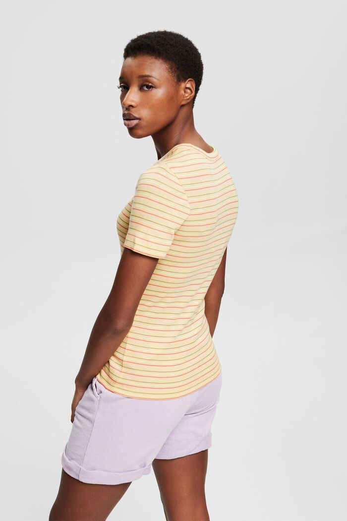 Made of TENCEL™: T-shirt with colourful stripes, DUSTY YELLOW, detail image number 3