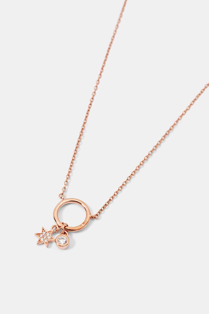 Sterling silver necklace with pendant, ROSEGOLD, overview