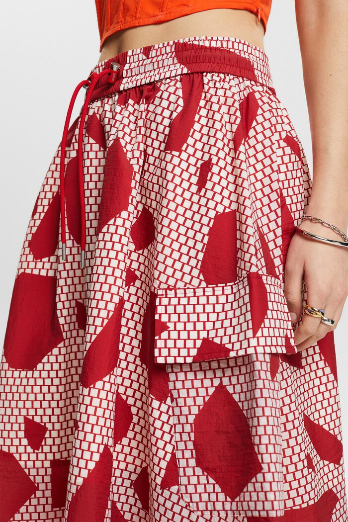 Drawstring Midi Skirt, DARK RED, detail image number 3
