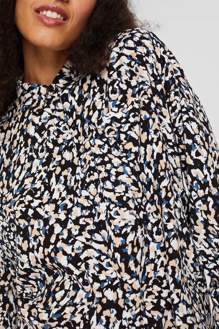 Shirt blouse with a print, LENZING™ ECOVERO™, BLUE, detail image number 2