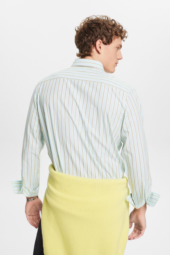 Striped Button-Down Cotton Shirt, LIGHT AQUA GREEN, detail image number 3