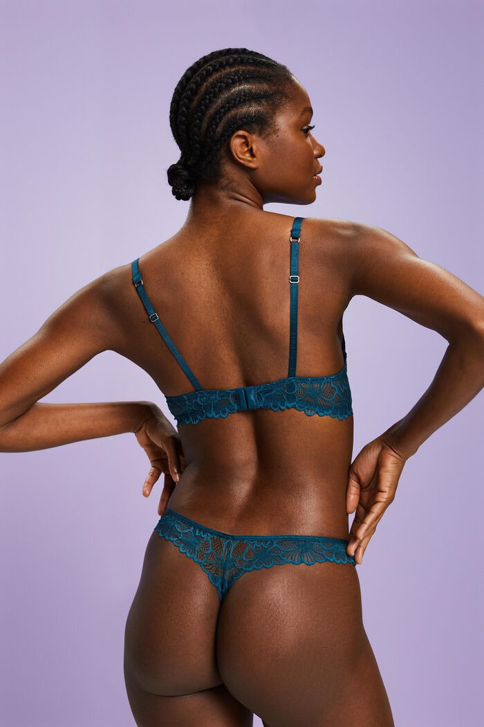 Underwired Push-Up Lace Bra, PETROL BLUE, detail image number 1