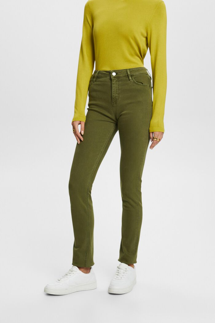 Slim fit stretch trousers, KHAKI GREEN, detail image number 0