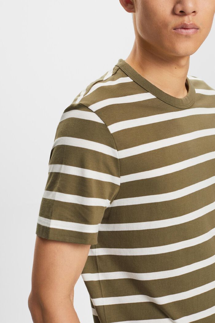 Striped Cotton Jersey T-Shirt, KHAKI GREEN, detail image number 2