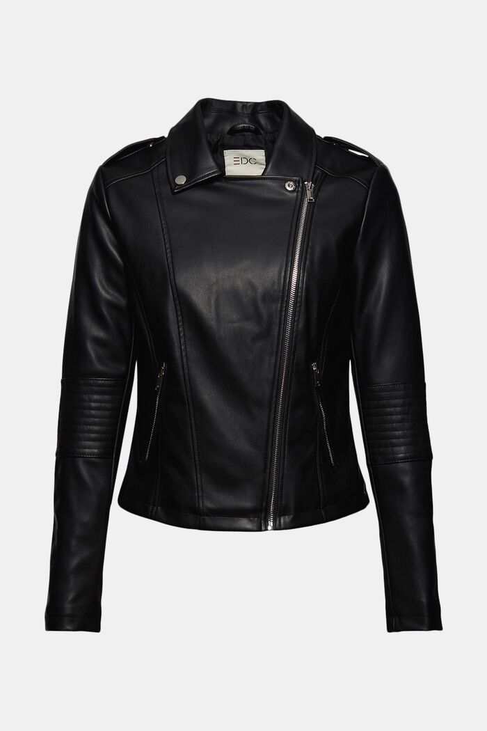 Faux leather biker jacket, BLACK, detail image number 6