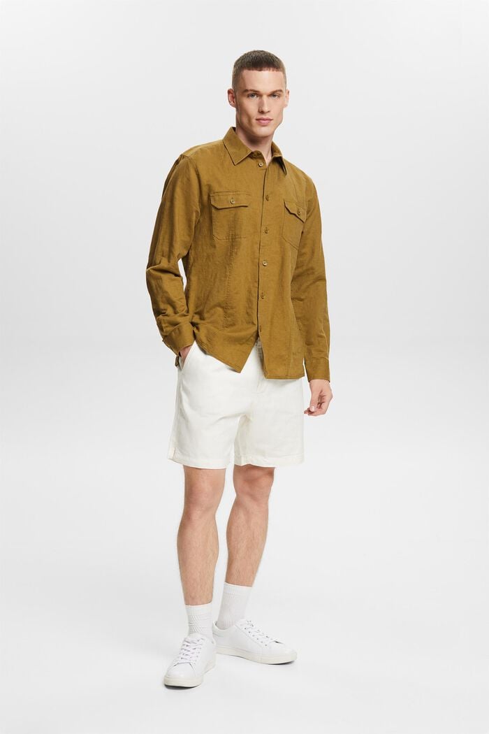 Cotton-Linen Bermuda Shorts, OFF WHITE, detail image number 5