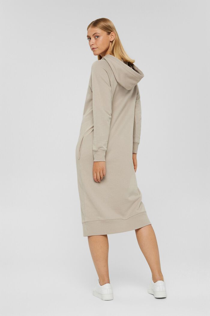 Hooded sweatshirt dress made of 100% cotton, LIGHT TAUPE, detail image number 2