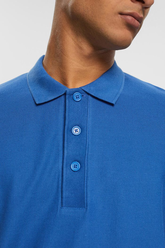Long sleeve piqué polo shirt, BLUE, detail image number 0