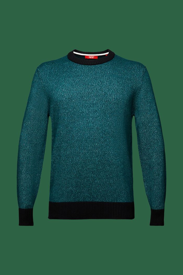 Wool Blend Crewneck Sweater, EMERALD GREEN, detail image number 5