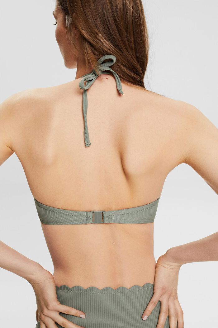 Padded bandeau top with a wavy edge, LIGHT KHAKI, detail image number 4