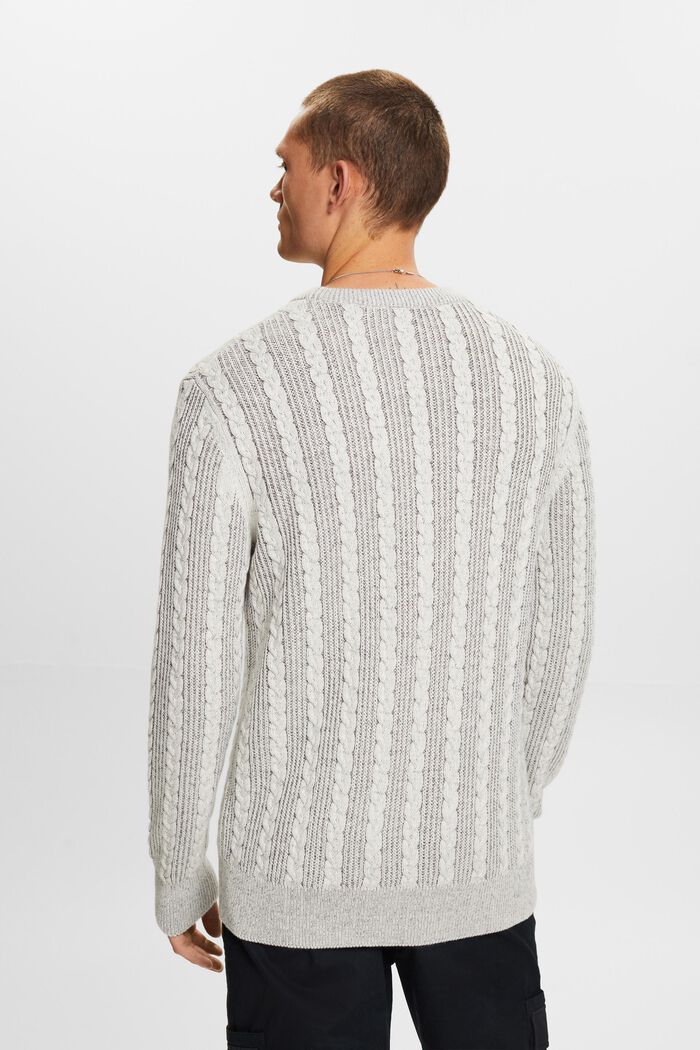Cable-Knit Crewneck Sweater, BROWN GREY, detail image number 4