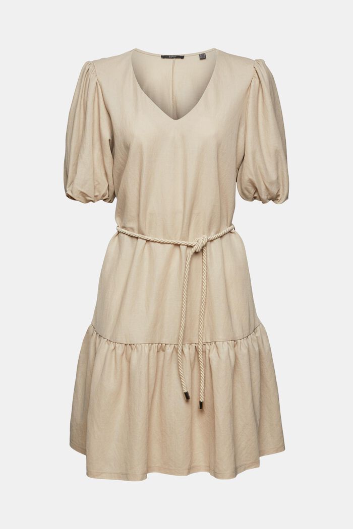 Dress with balloon sleeves, LENZING™ ECOVERO™, LIGHT TAUPE, overview