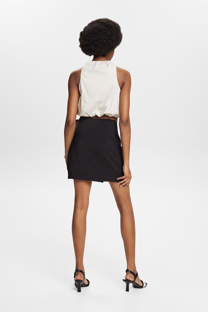 Crinkled Wrap Mini Skirt, BLACK, detail image number 2