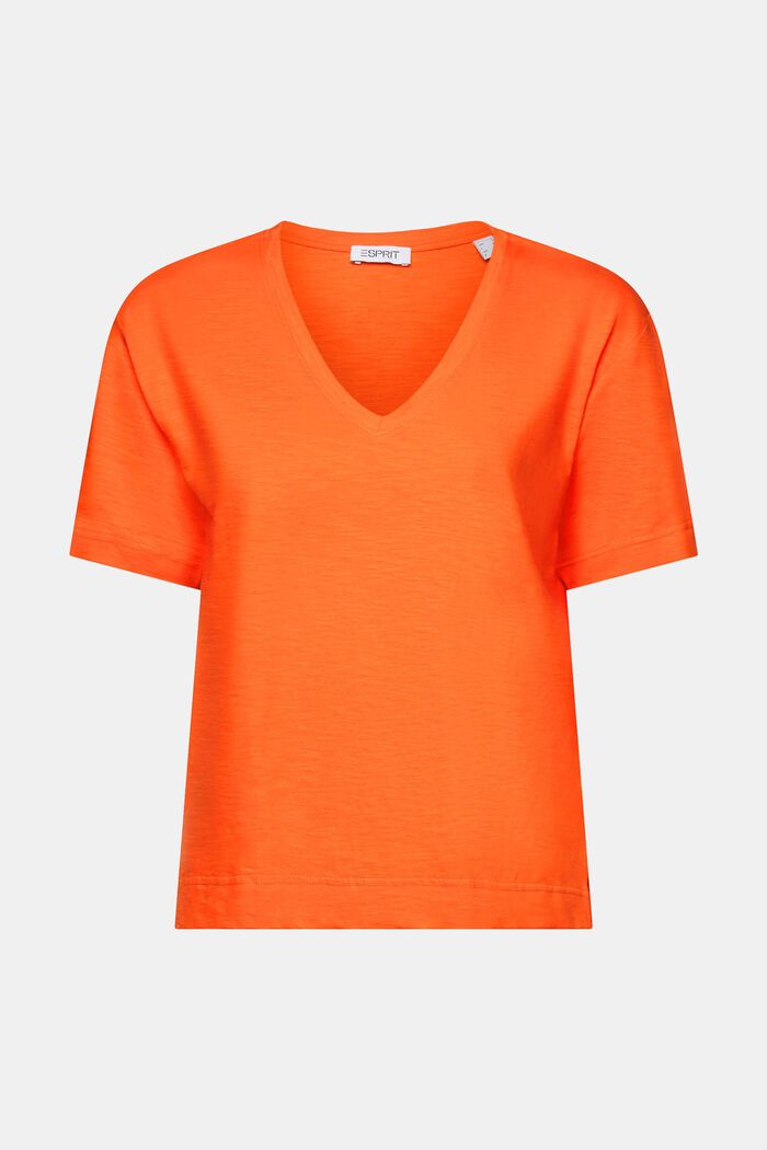 V-Neck Slub T-Shirt, BRIGHT ORANGE, detail image number 7