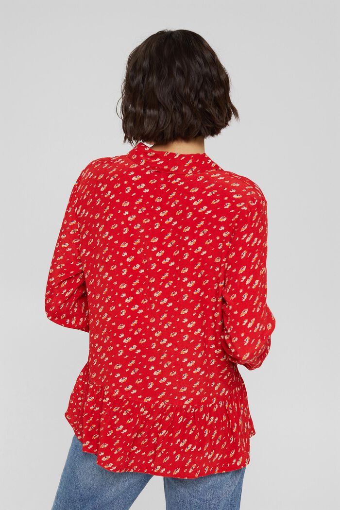 Print blouse with a peplum, LENZING™ ECOVERO™, RED, detail image number 3