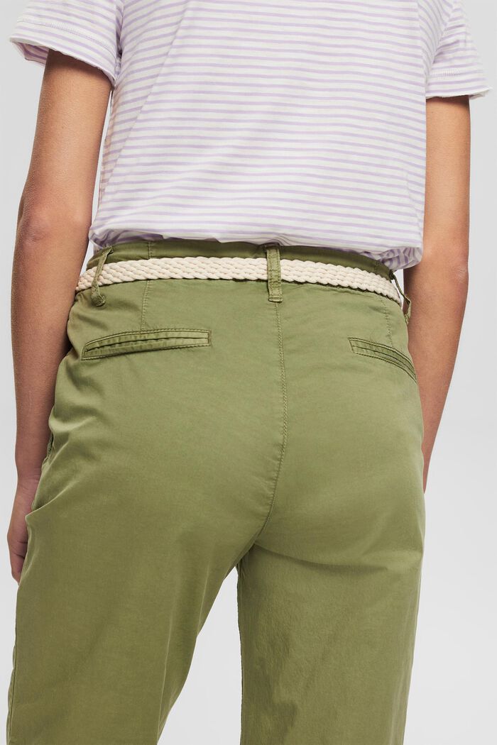 Chinos with braided belt, LIGHT KHAKI, detail image number 0