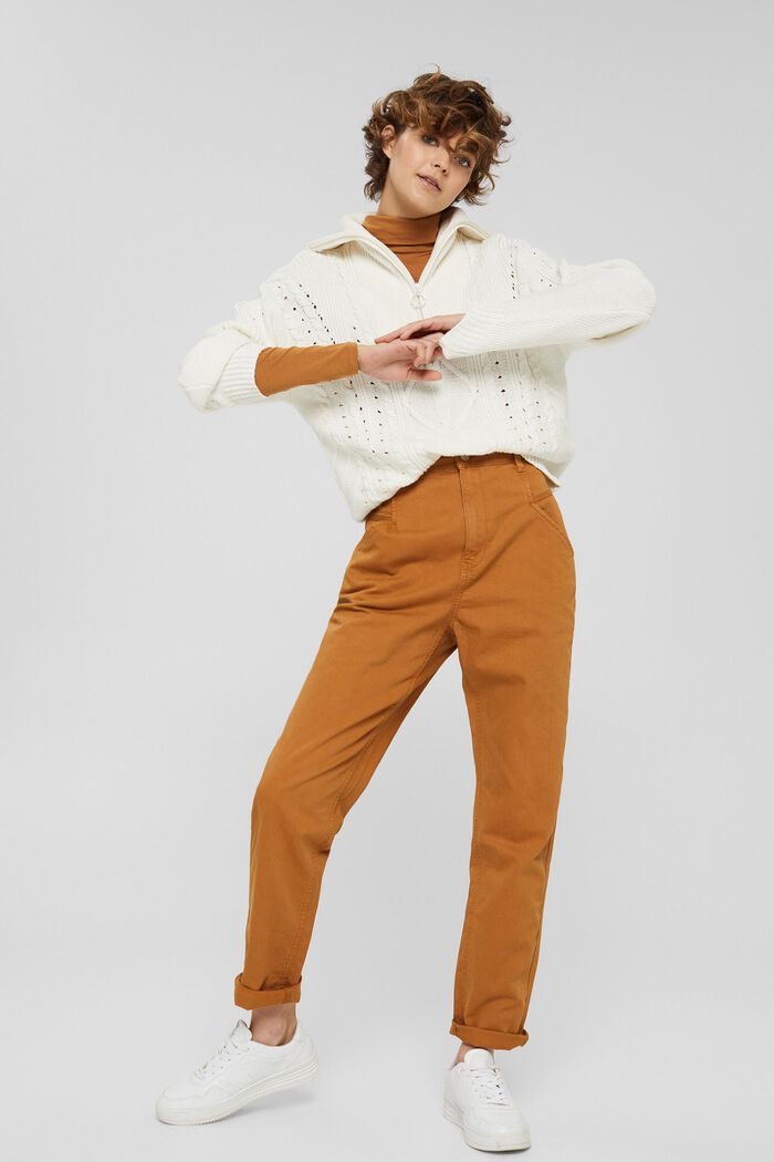 High-waisted trousers, organic cotton, BARK, detail image number 1