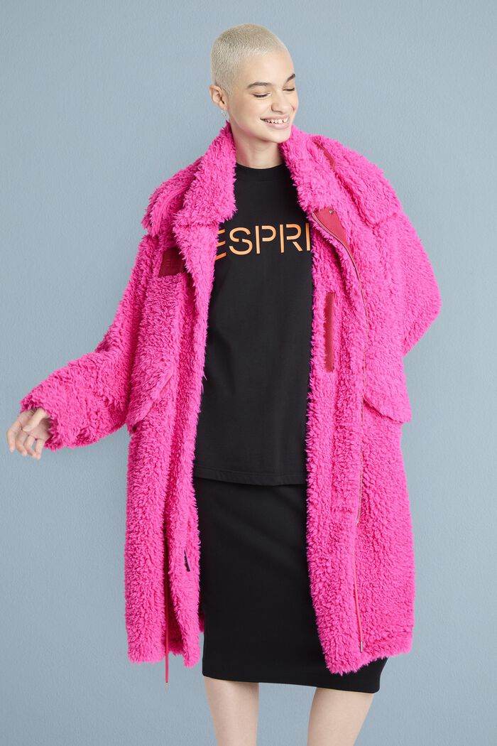 Faux Fur Hooded Parka, PINK FUCHSIA, detail image number 0