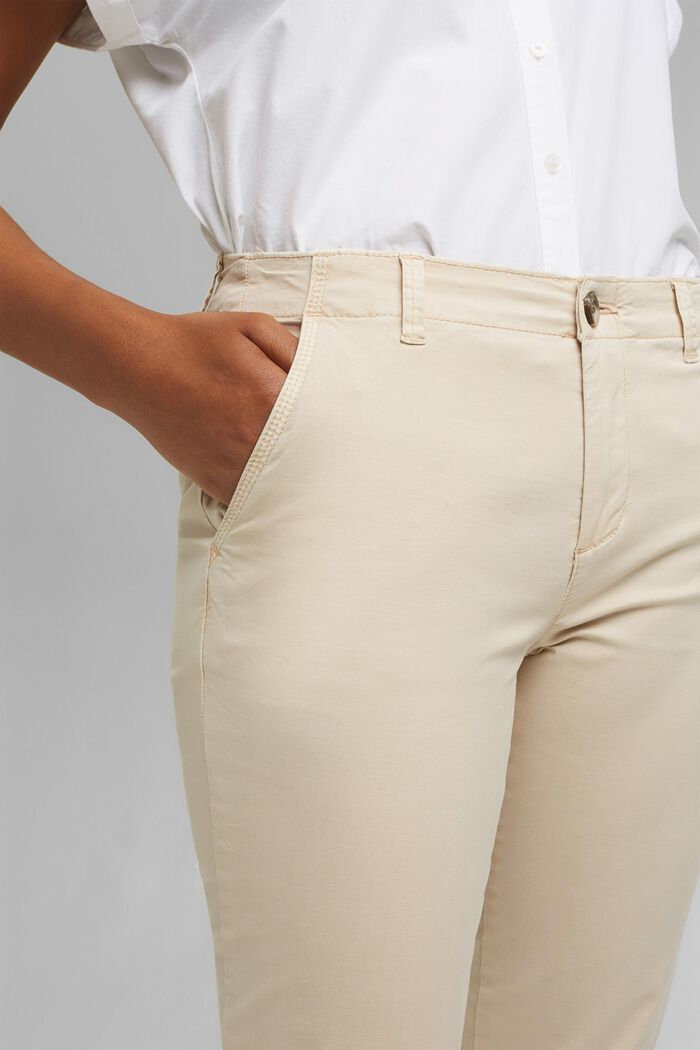 Stretch chinos containing pima organic cotton, BEIGE, detail image number 2