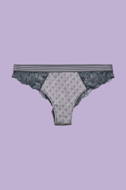 Print Brazilian Hipster Lace Brief