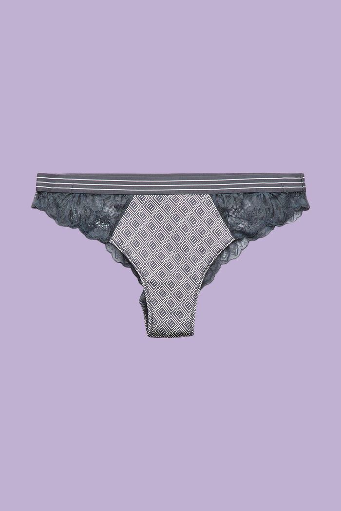 Print Brazilian Hipster Lace Brief, DARK GREY, detail image number 5
