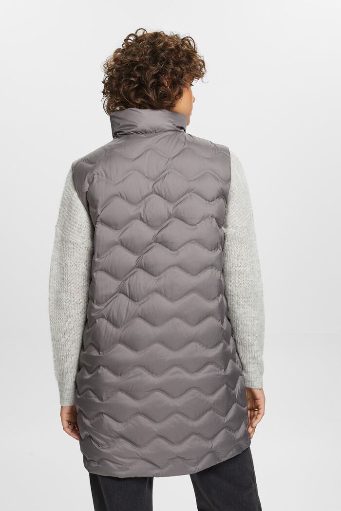 Longline Quilted Body Warmer, BROWN GREY, detail image number 3