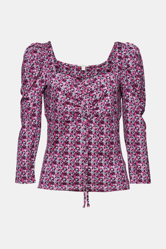 Floral long sleeve top, LENZING™ ECOVERO, PURPLE, detail image number 6