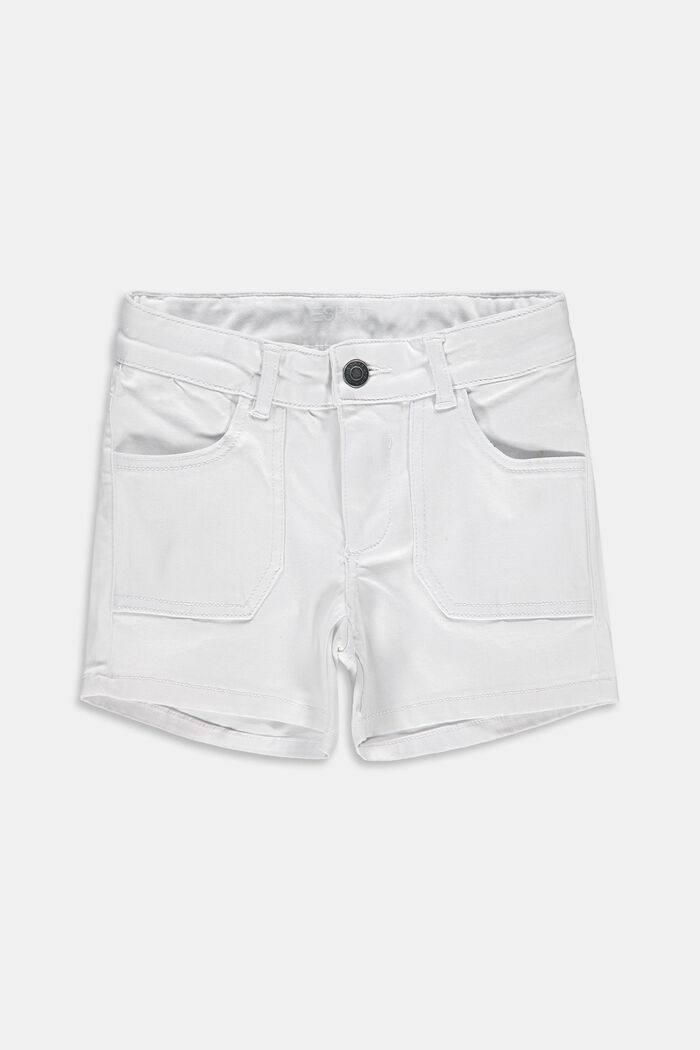 Stretch cotton denim shorts, WHITE, detail image number 0