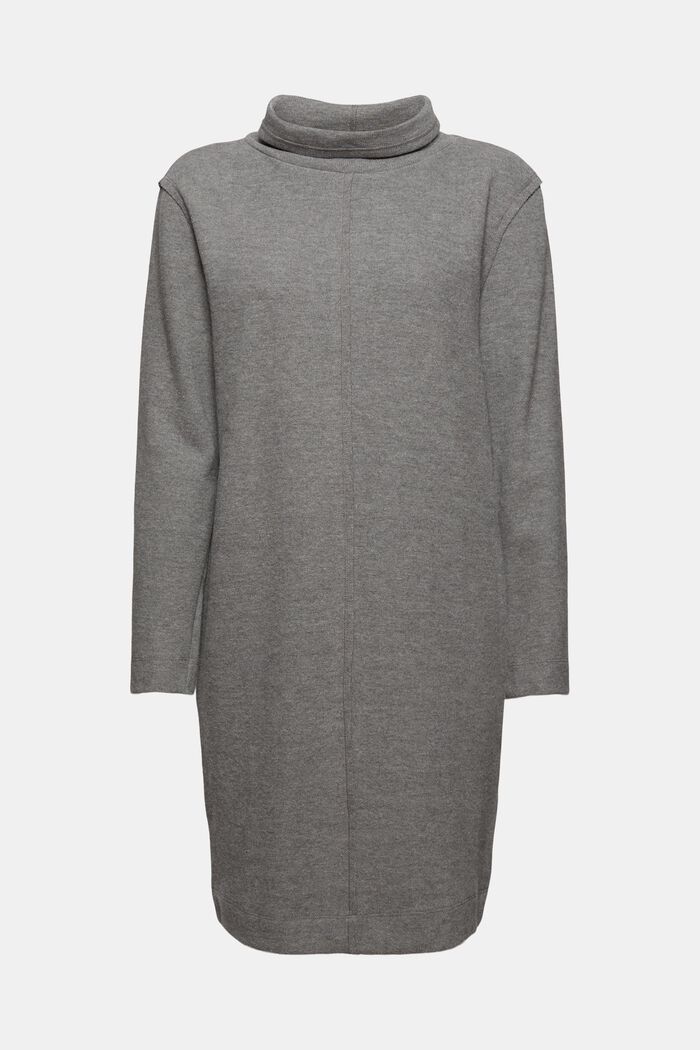 Knitted dress in blended organic cotton, GUNMETAL, overview