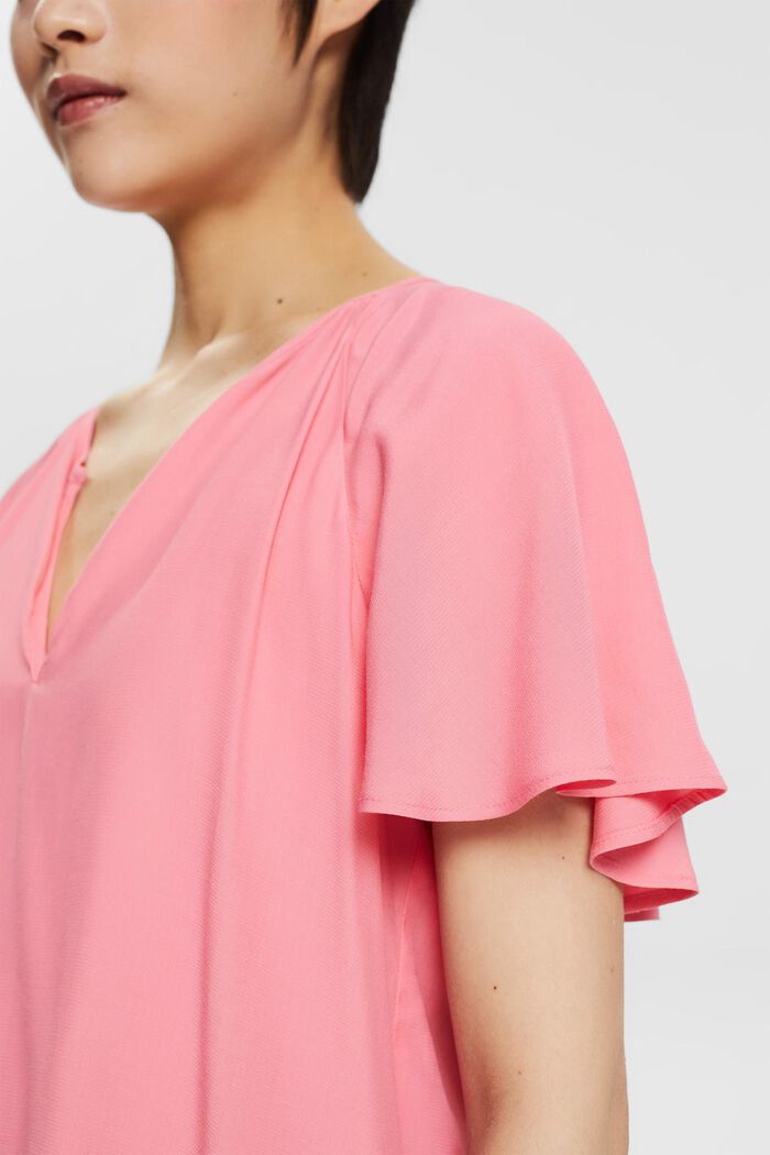 Blouse with a cup-shaped neckline, PINK FUCHSIA, detail image number 2
