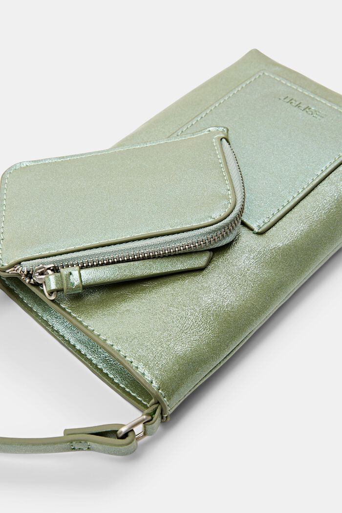 Faux Leather Crossbody Phone Pouch, LIGHT AQUA GREEN, detail image number 1