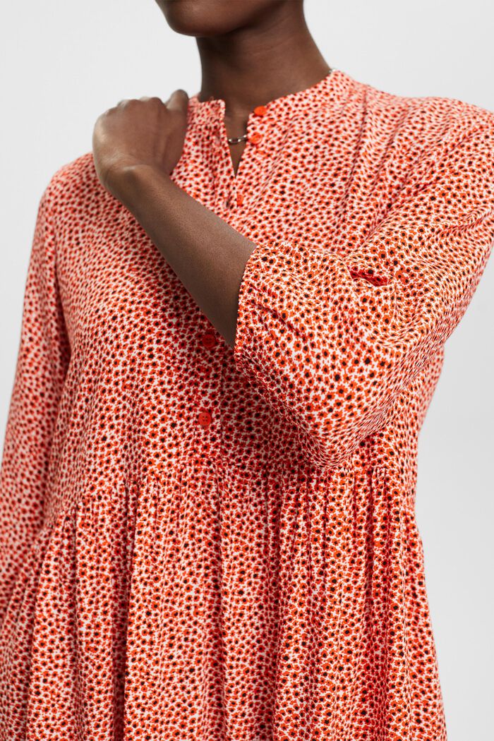 Woven midi dress with all-over pattern, ORANGE RED, detail image number 2
