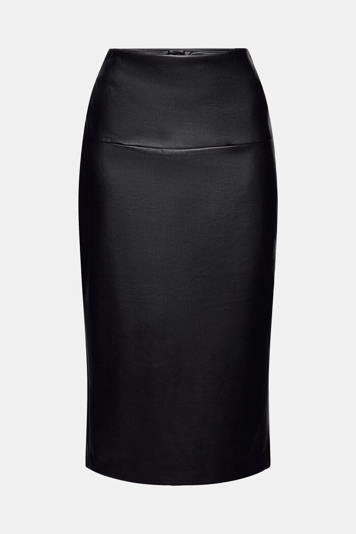 Faux Leather Midi Skirt, BLACK, detail image number 6