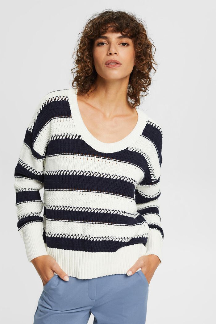 Striped knit jumper, OFF WHITE, detail image number 0