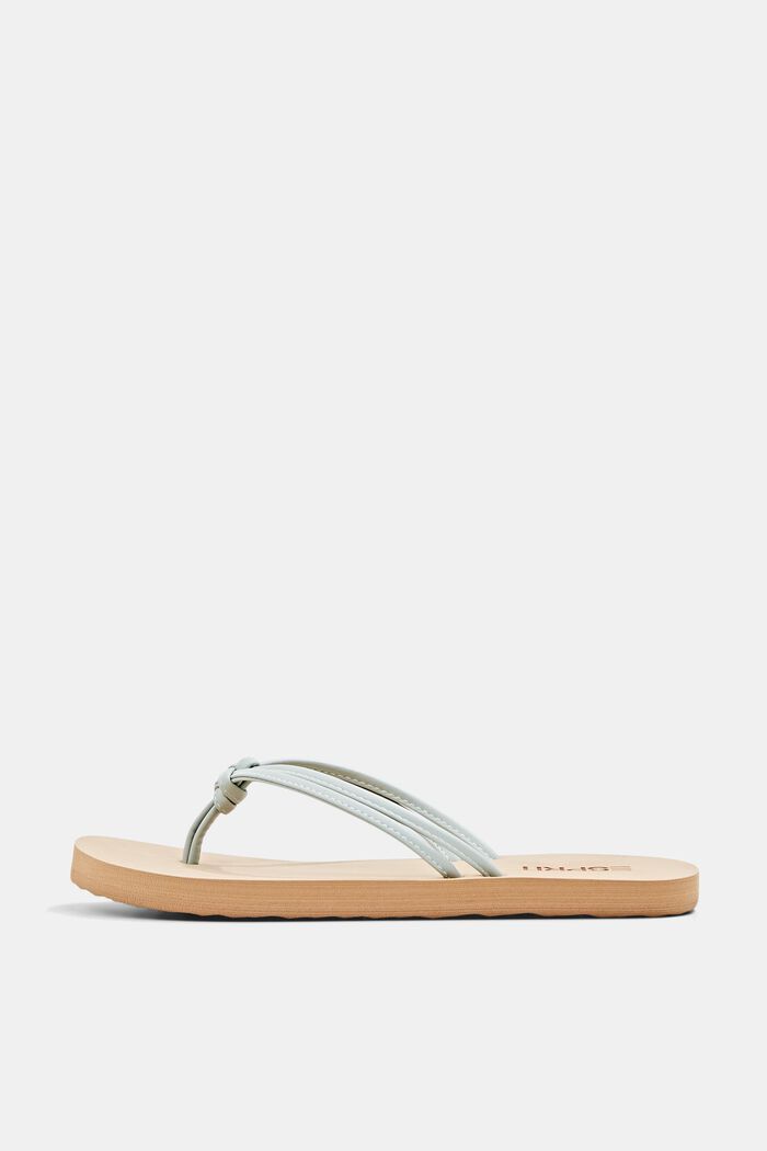 Thong sandals with faux leather straps, PASTEL GREEN, detail image number 0