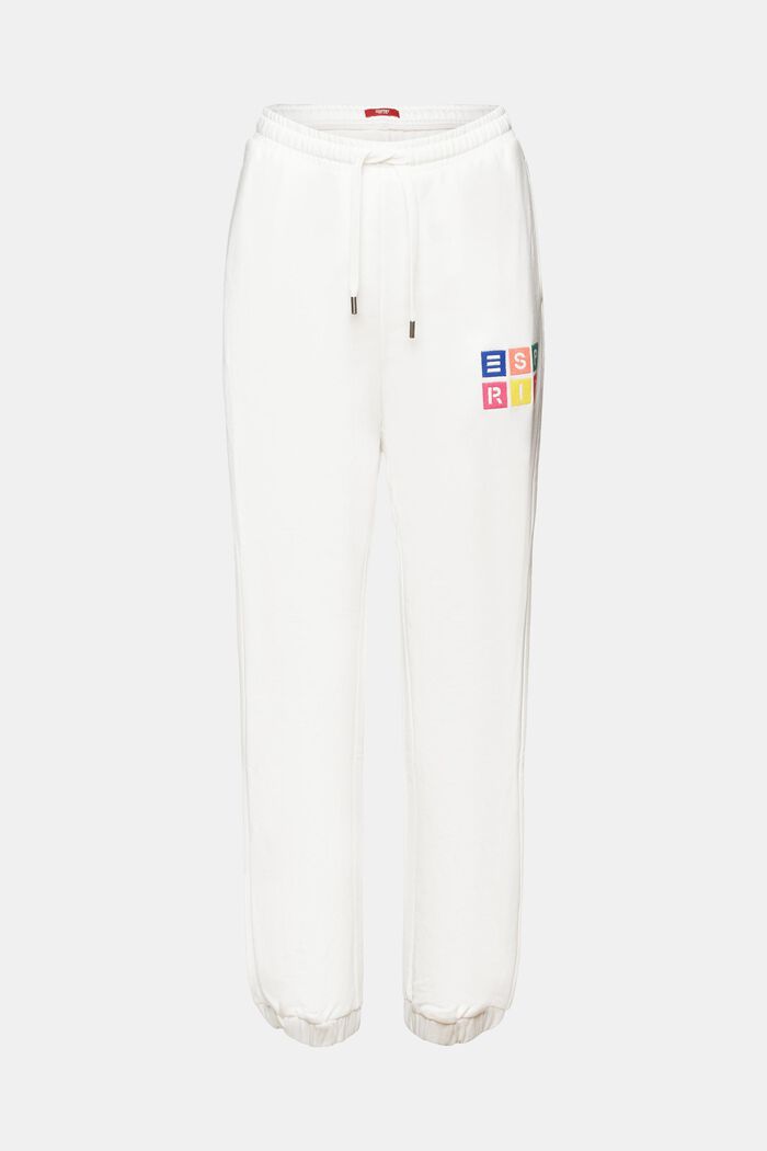 Organic Cotton Embroidered Logo Track Pants, OFF WHITE, detail image number 8