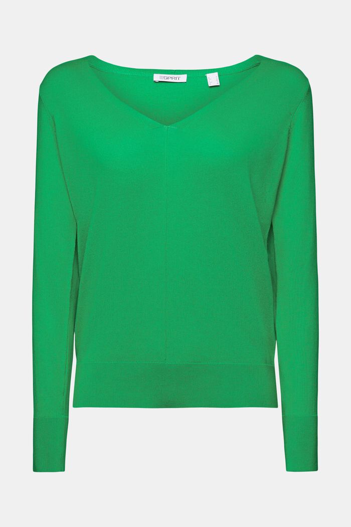 Cotton V-Neck Sweater, GREEN, detail image number 6