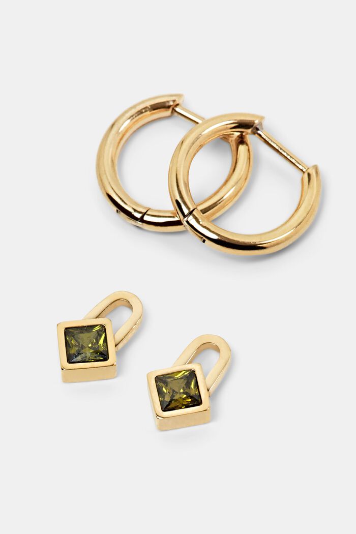 Mini Hoop Earrings, GOLD, detail image number 1