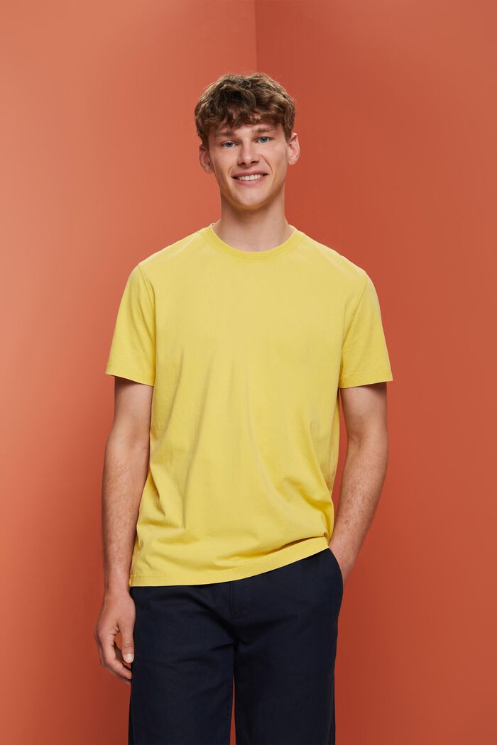 Garment-dyed jersey t-shirt, 100% cotton, DUSTY YELLOW, detail image number 0