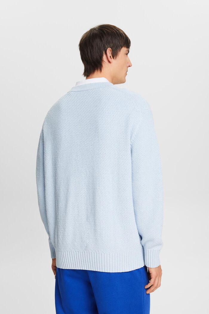 Cotton V-Neck Sweater, LIGHT BLUE, detail image number 3
