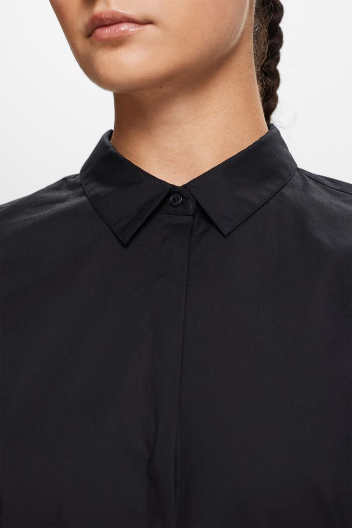 Long-Sleeve Poplin Shirt, BLACK, detail image number 1