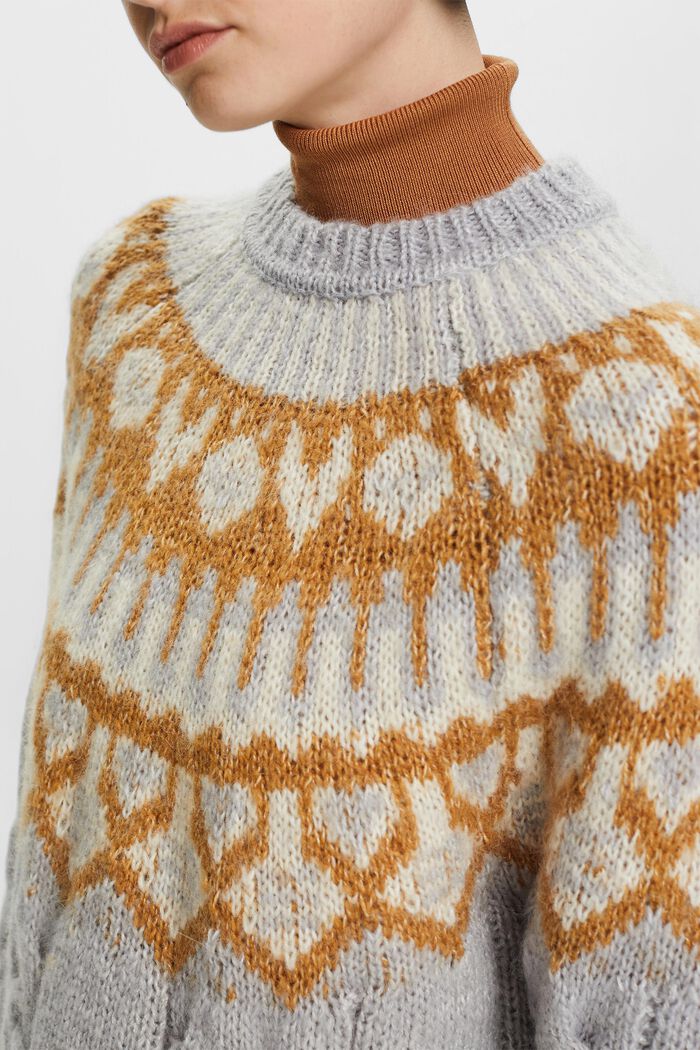 Fair Isle Wool Blend Sweater, LIGHT GREY, detail image number 2