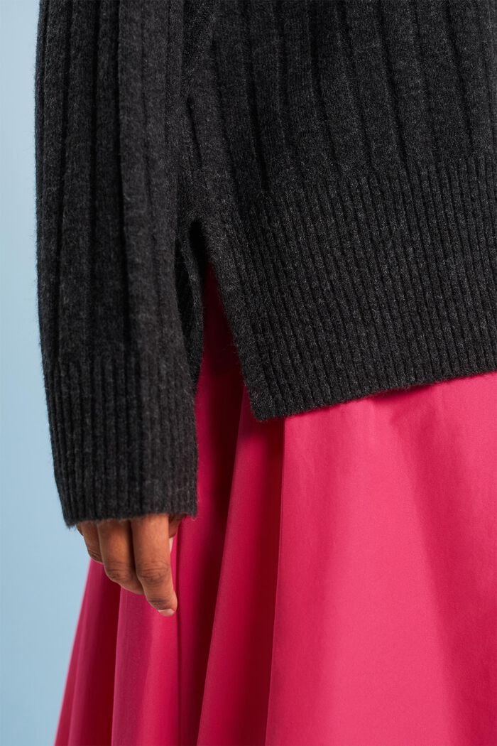 Flat Rib-Knit Sweater, ANTHRACITE, detail image number 3